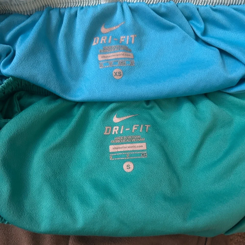 Nike 2 pair of Shorts, Dri-fit, teal, small and light blue, Xsmall - Picture 5 of 12